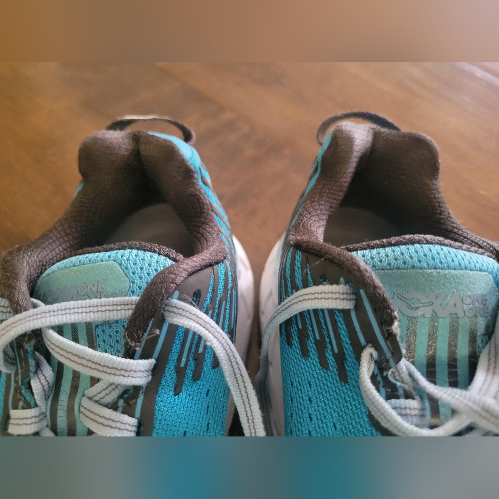 Hoka Women's Clifton 5 Cyan Dark Shadow Running Shoes Size 6.5 Athletic Sneakers - Picture 11 of 13
